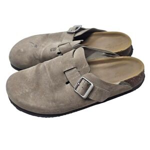 Universal Thread Womens Taupe Faux Suede Buckle Slip On Mules Clogs Size 8